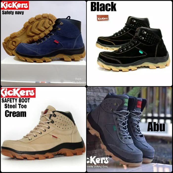 Jual Sepatu Safety Boot Kulit Asli Kickers Tactical Ujung Besi 3 Warna