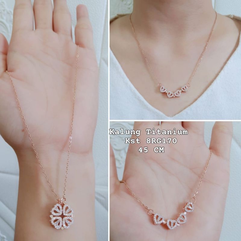 Kalung Titanium Wanita 4 Love Permata
