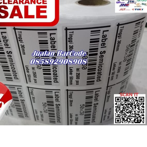 

♜ STIKER LABEL SEMICOATED 50x30 | 50 x 30 2LINE CORE 1" ISI 2500 ☀