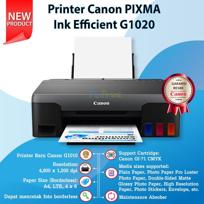 CANON PRINTER PIXMA G1020 Single Function Printer (print only)