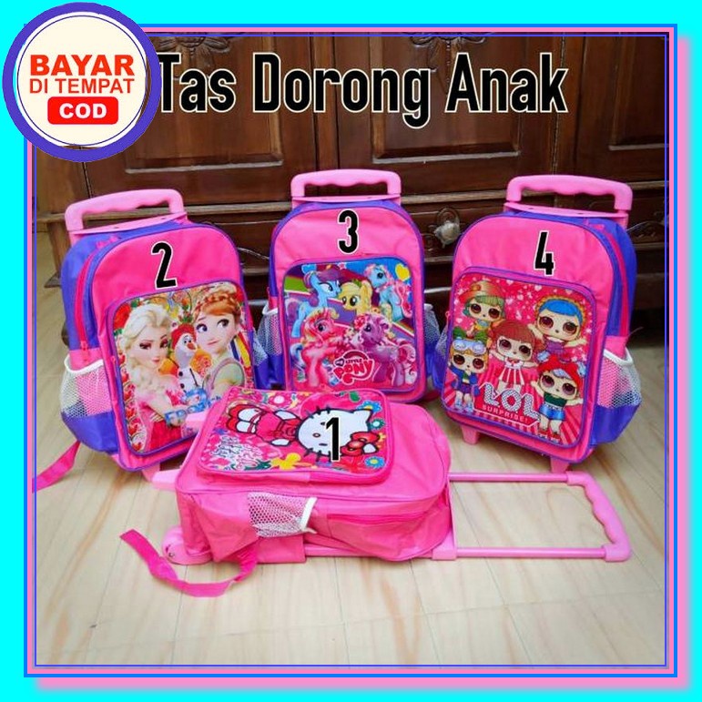 Troli / Trolley Anak Sd Perempuan Anak Laki Laki Timbul Free Kota Wc737 Tas Dorong Sekolah Tk Troll 