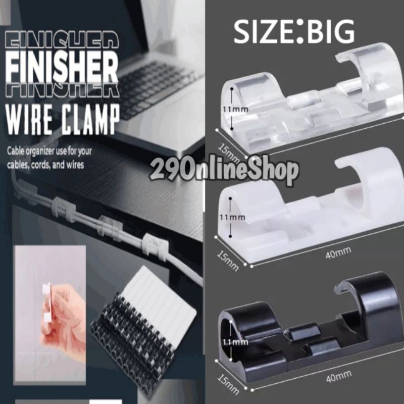 Klip Besar 16 Tempel Cable Clip Penjepit Merapihkan Perapih Kabel Klem Holder Organizer Data Usb Lan
