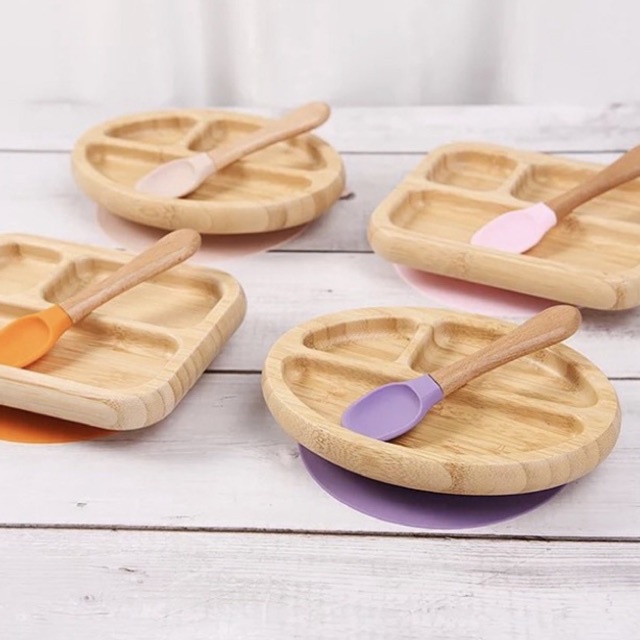 Bamboo Suction Plate / Silicone Plate / Piring Makan Anak Anti Tumpah