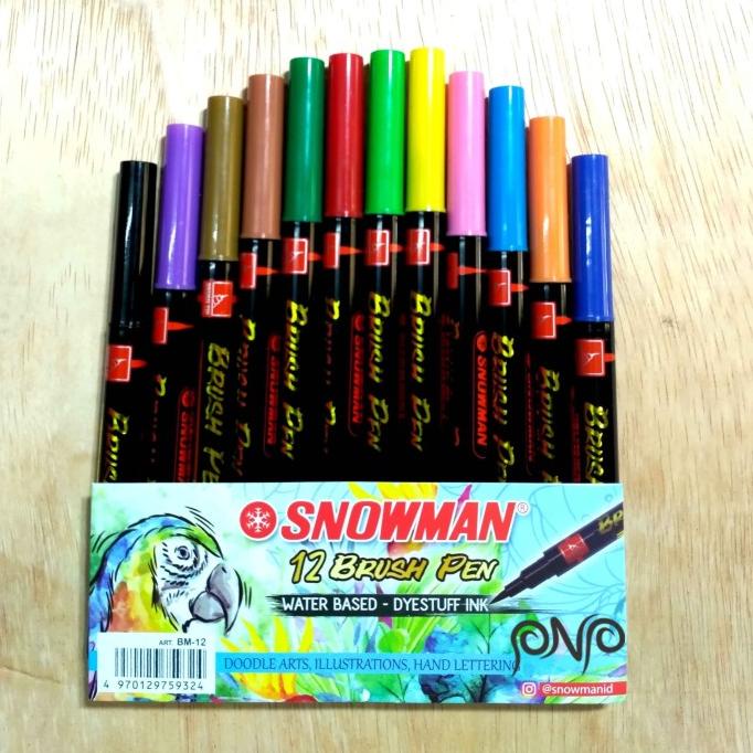 

(BISA COD) Snowman Brush Pen / Spidol Snowman / Snowman 12 LIMITED EDITION Kode 856