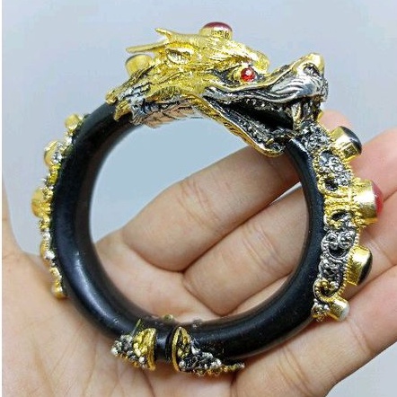 Gelang akar Bahar Tali Arus hitam Kombinasi Alpaka Naga emas ALPAKA BALI