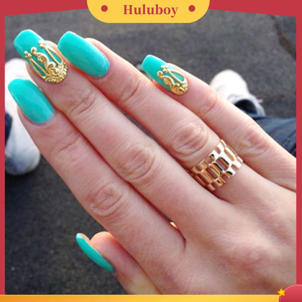 Huluboy Huluboy♡ 10pcs Stiker Kuku Hollow Out Bahan Alloy Untuk Nail Art DIY