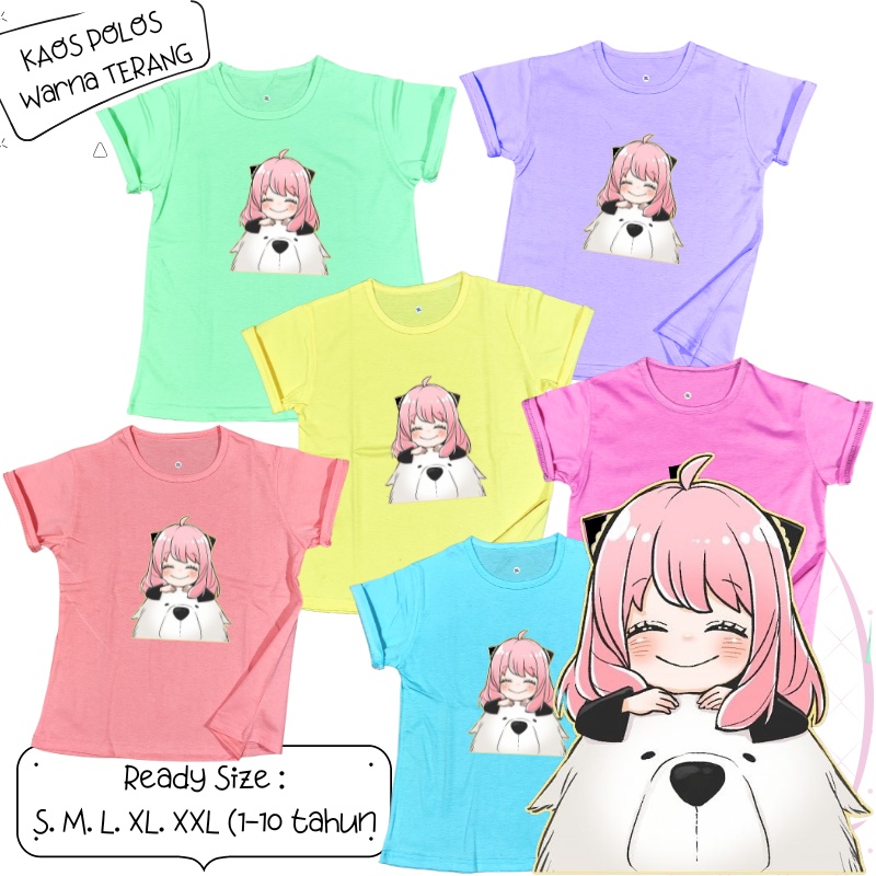 Baju Kaos Anak Cewek 3-12 tahun sampai Dewasa Jumbo &quot;ANYA&amp;BEAR&quot;