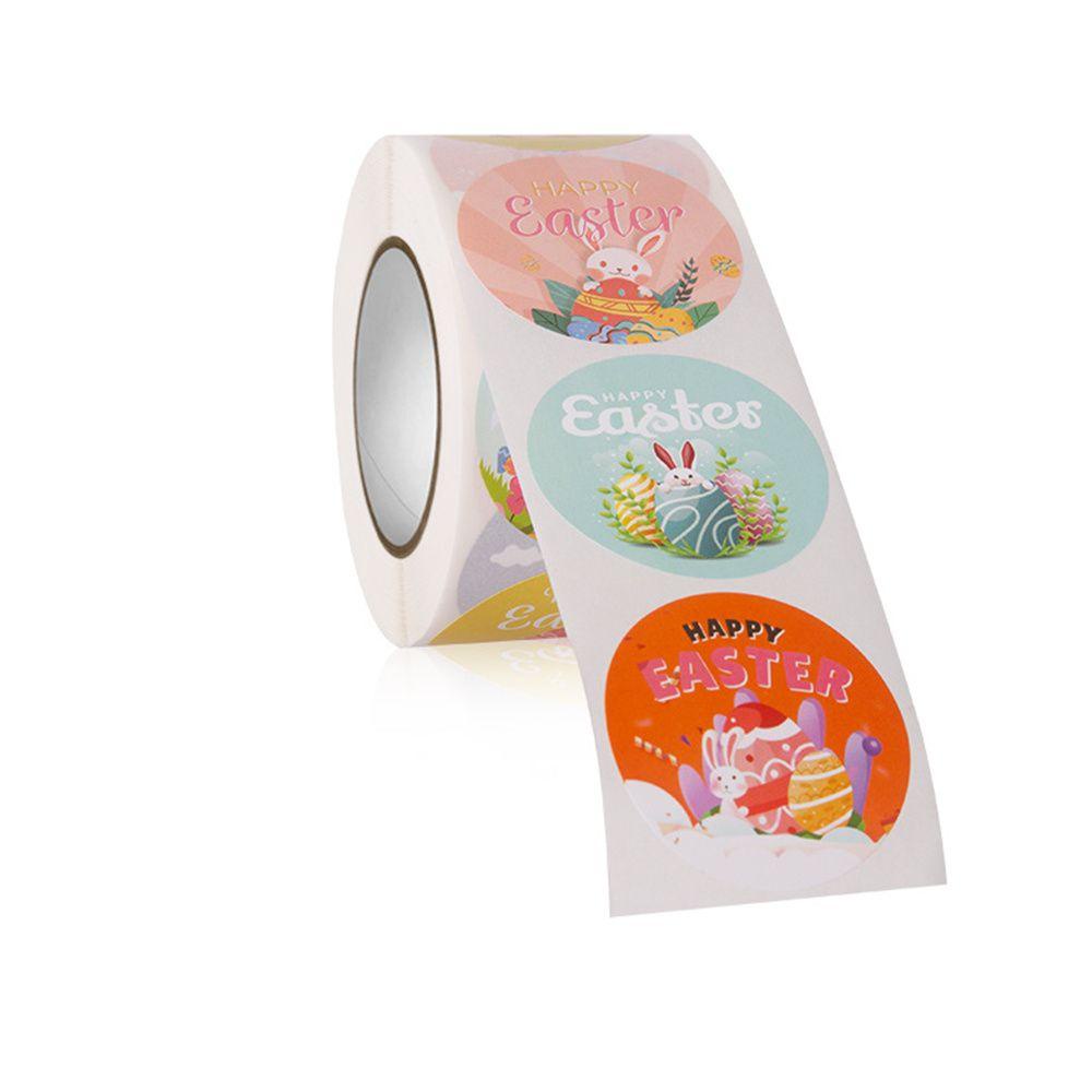 Populer 500pcs/roll Paskah Stiker Kemasan Hadiah Amplop Kelinci Selamat Paskah Telur Paskah Self Adhesive Labels Stickers