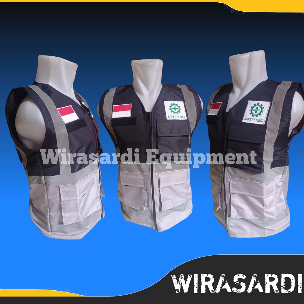 [TERBARU]ROMPI SAFETY K3 BAHAN TASLAN ANTI AIR KOMBINASI NAVY ABU WARNA TERANG