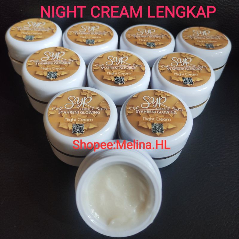 BISA COD BPOM Skincare Night cream syahreni glowing paket lengkap syr krim bedak malam ori syahraeni