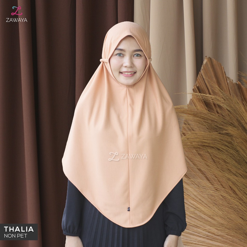 Jilbab Kaos Zawaya - Thalia Standard Size - Adem, Ringan, Non-Pet | Hijab Tali V-Cut Slim Effect