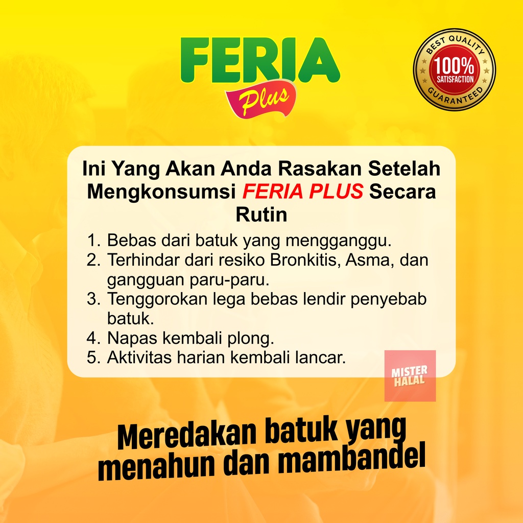 FERIA PLUS Atasi Batuk, Kapsul Herbal, Obat Paru-Paru, Asma, TBC, ISPA, Menghilangkan Dahak Dan Lendir, Batuk Menahun, Tidur Mendengkur, Ngorok, Sakit Tenggorokan, Sesak Nafas, Sinusitis