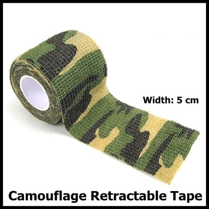 Camouflage Retractable Tape Hunting Survival Kit Lakban Ajaib ukuran 50mm