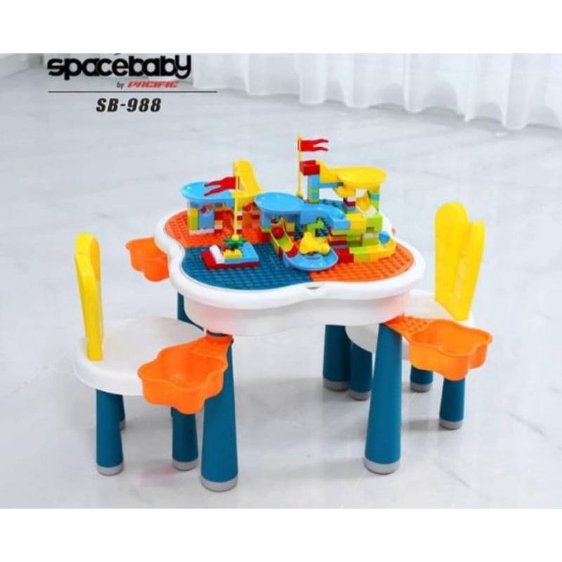 SB-988 Space baby multifunctional 6in1 table with lego / meja kursi mainan dengan lego multifungsi SB988