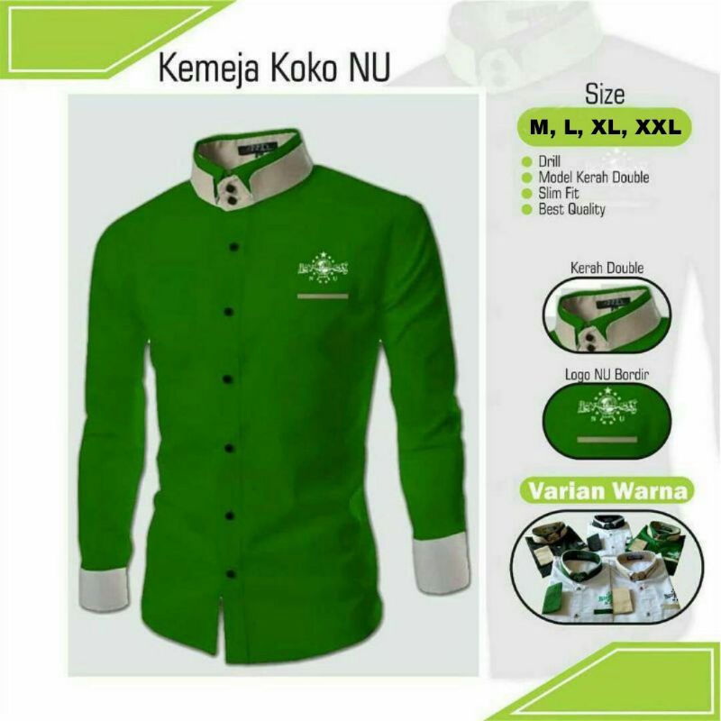 Sumilirstore Kemeja koko NU kerah doble trendi masakini / model terbaru / not alisan / slimfit