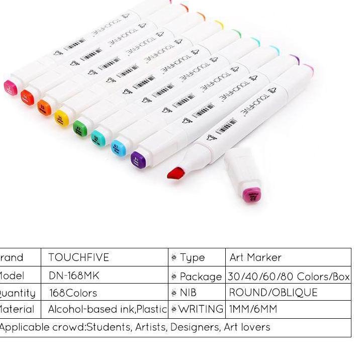 

Hot Sell.. TouchFive 30/40/60/80 Warna Sketsa Spidol Umum General Marker Set Animation Markers