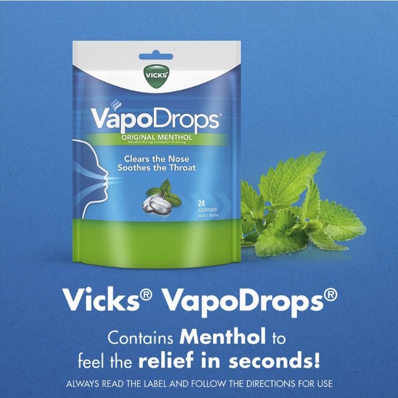 Vicks VapoDrops Original Menthol 24 Lozenges