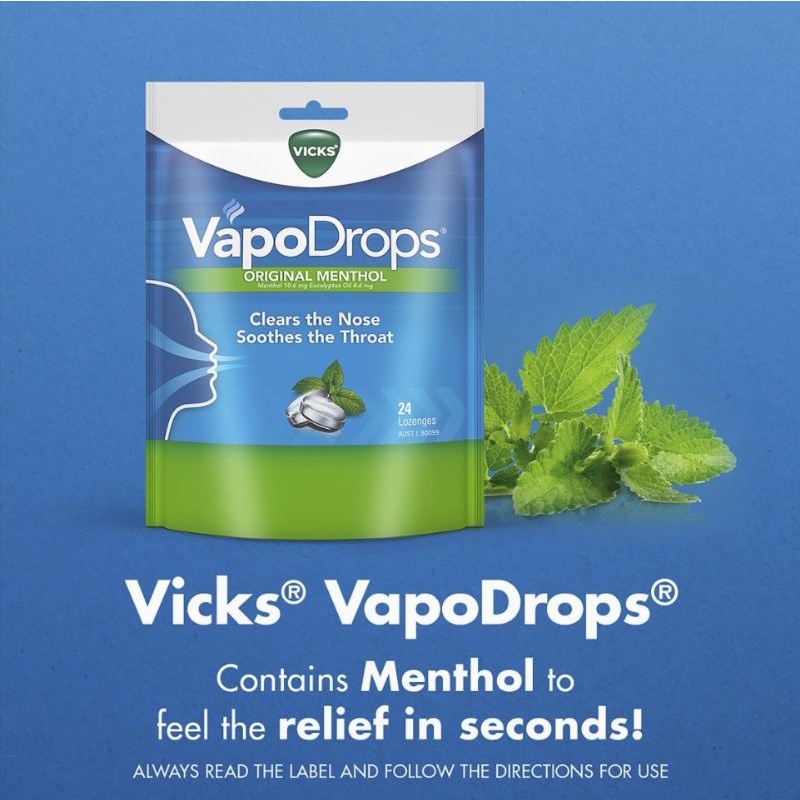 Vicks VapoDrops Original Menthol 24 Lozenges