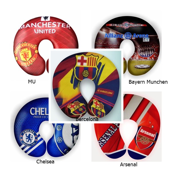 Bantal Leher Printing Club Sepakbola Terkenal,Populer Spanyol,Inggris,Italia boneka bantal leher buah seger