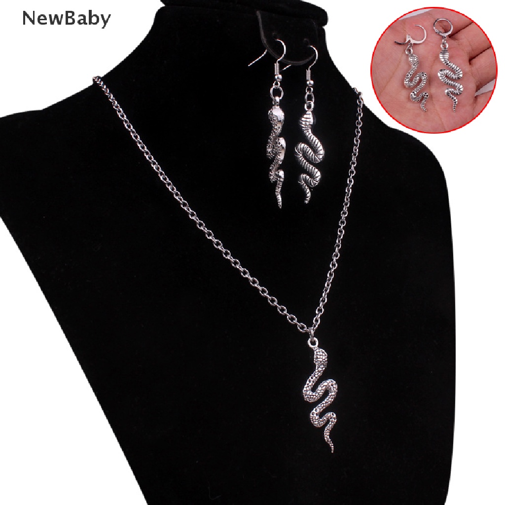 Newbaby 1 Pasang Kalung Rantai Liontin Ular Bahan Alloy Untuk Wanita