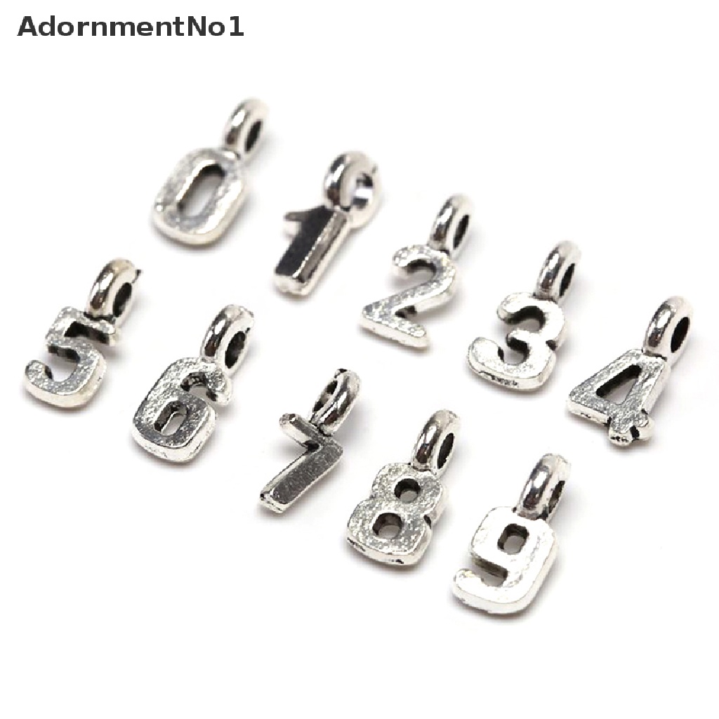 (AdornmentNo1) 10pcs / Set Liontin Bahan Alloy Desain Angka Arab Menarik Untuk Membuat Perhiasan DIY