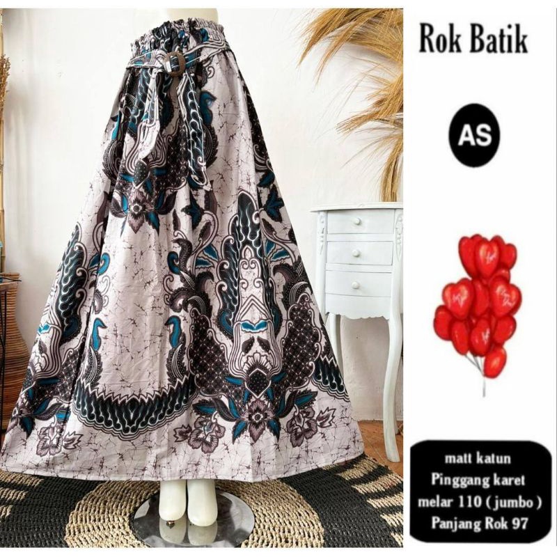 Rok Katun Motif Batik Wanita Remaja Dewasa Panjang Jumbo Fashion Muslim Kekinian Terbaru Pekalongan-17
