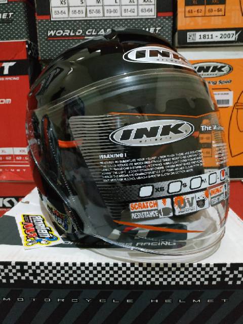 HELM INK DYNAMIC SOLID BLACK METALIK HELM HALF FACE INK POLOS HITAM HELM TOURING INK DYNAMIC ORI SNI-4