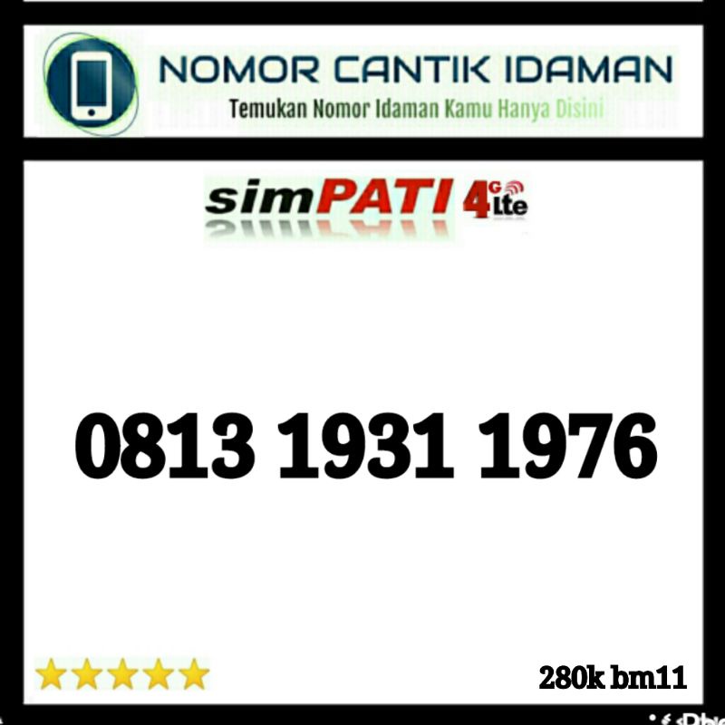 kartu perdana nomor cantik simpati 4g lte seri tahun 1931 1977 bmi11