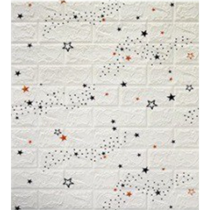 Belikuy COD Wallpaper Dinding Foam 3D Batik Bunga Glitter & Luxury import Murah U96 / U137 / U138 / U139-U139 STAR WHITE