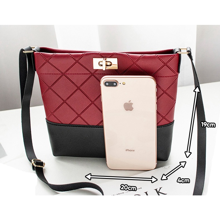 Tas Selempang Wanita Kekinian Bahu Sling Bag Import Korean Style Bahan Kulit Fashion Cewek T84