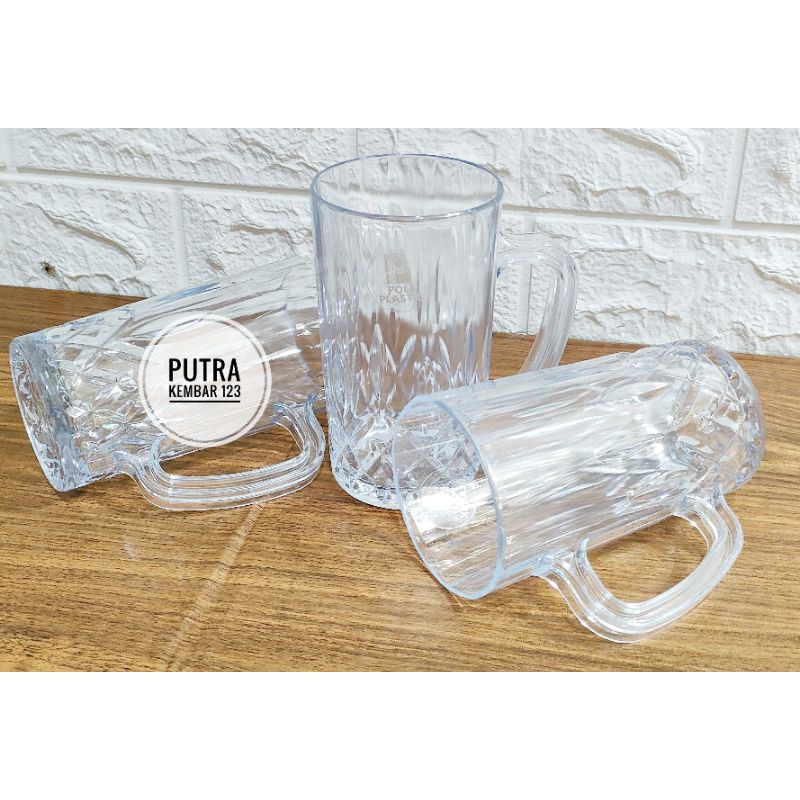 obral 4pcs gelas mika plastik kristal termurah