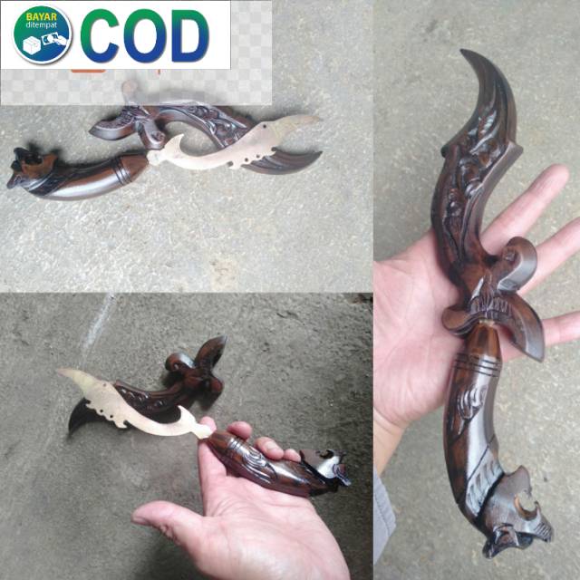 Perkakas Berkebun Kujang Kuningan Asli Kayu Ukir Bisa COD