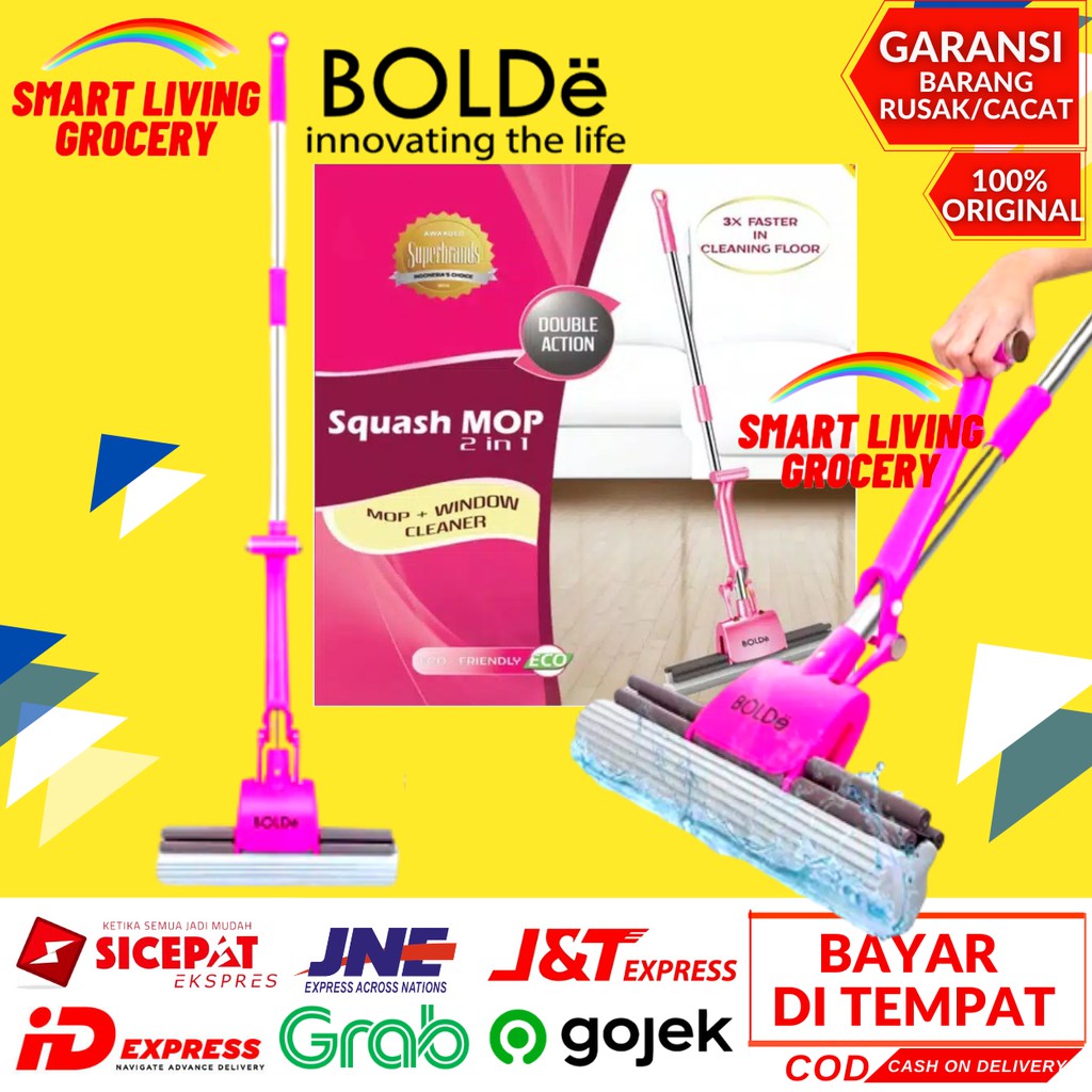 PEL BOLDE SQUASH MOP 2 IN 1 Alat Pembersih Lantai Kain Pel Busa Bolde Squash Mop 2 IN 1 Set