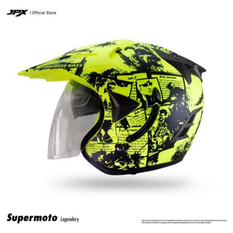 Helm JPX semi Cross Legendary Kuning stabilo