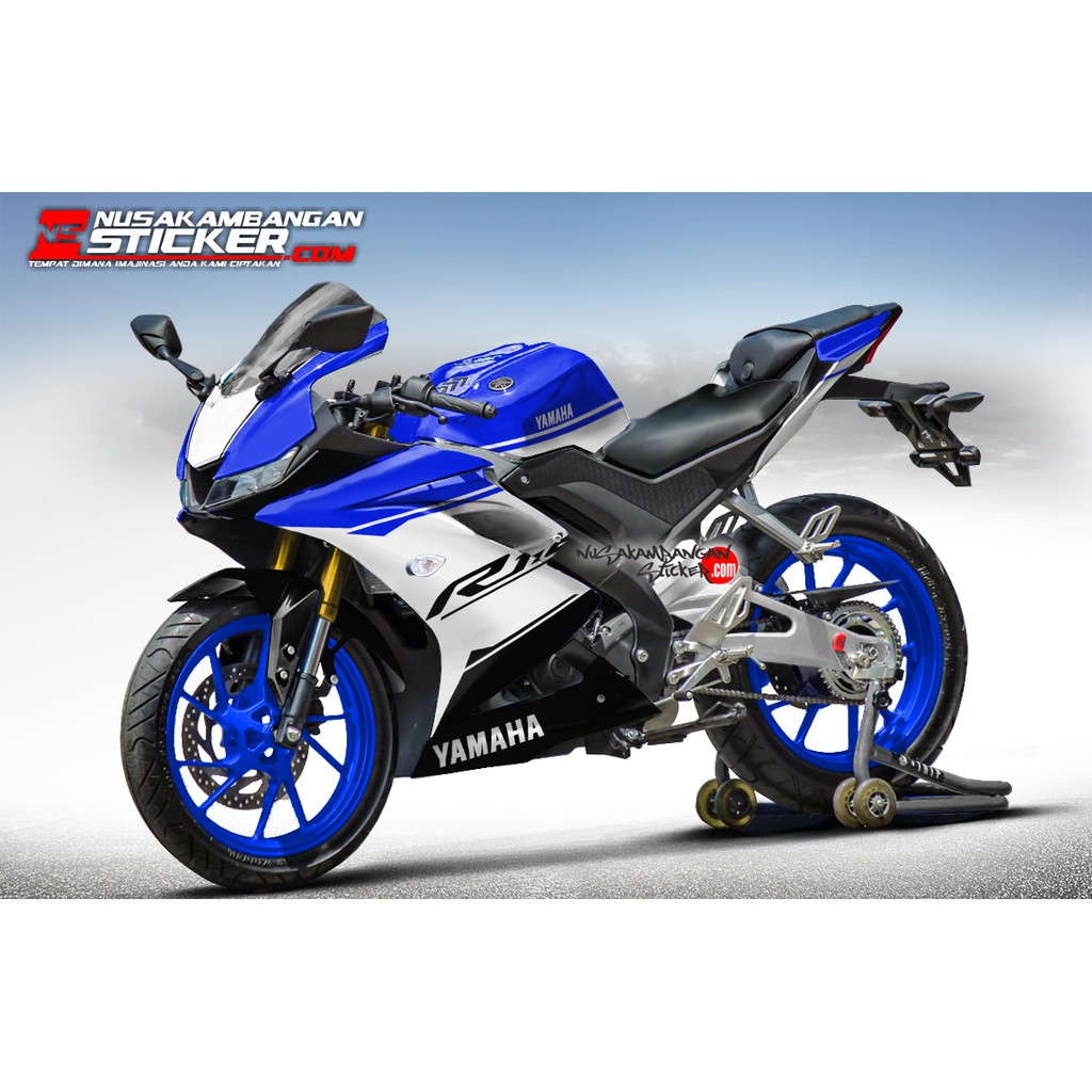 Decal Stiker R15 V3 VVA 155 - Monster putih biru Sticker Full Body
