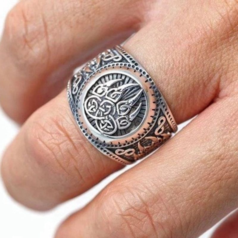 Cincin Celtic Bentuk Cakar Beruang Bahan Stainless Steel 316l Gaya Retro Untuk Pria