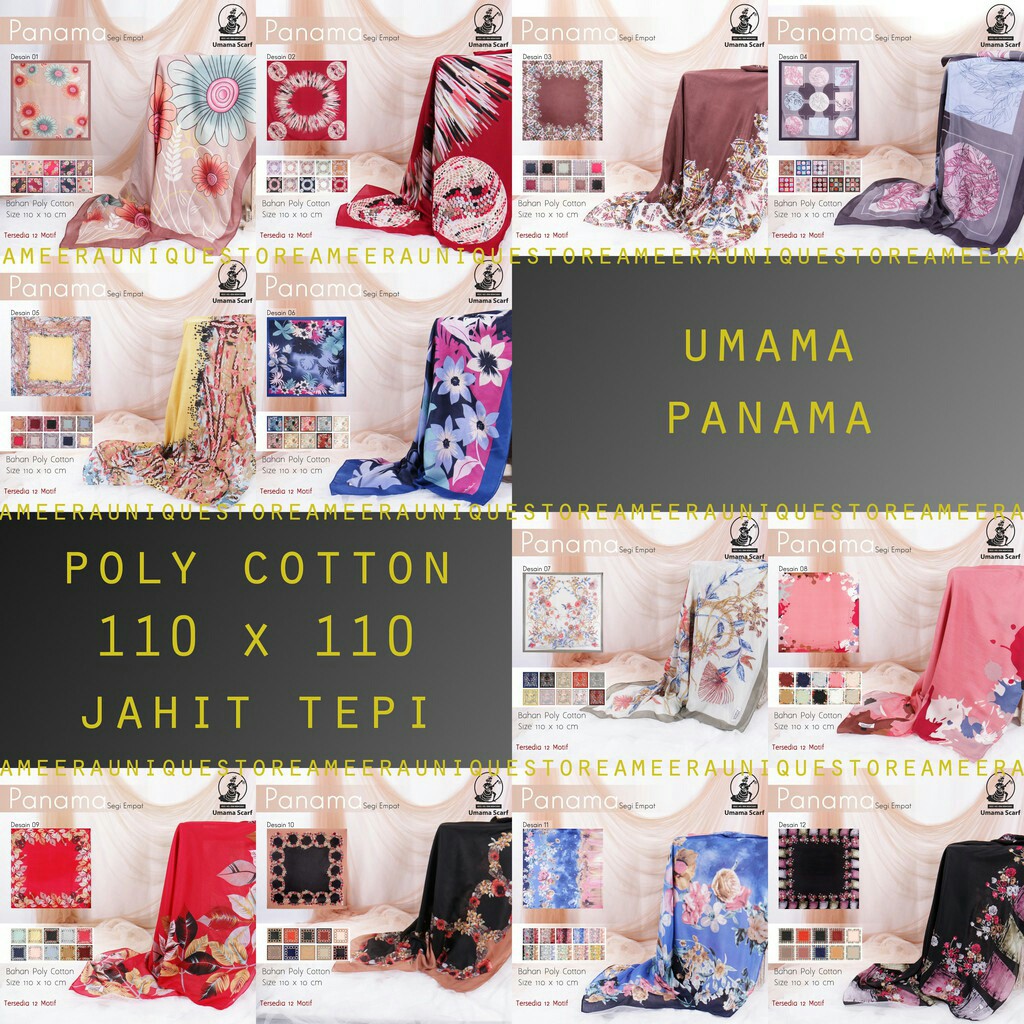 PANAMA Umama Jilbab Hijab Kerudung Scarf Segi Empat SegiEmpat Square Printed Motif termurah grosir