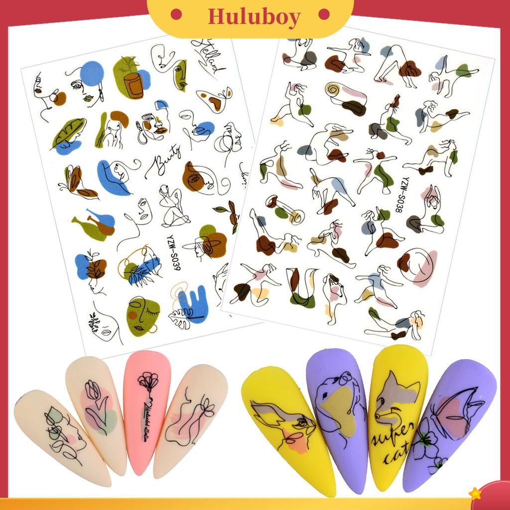 Huluboy Huluboy♡ 3 Pcs Stiker Kuku 3D Multifungsi Tahan Lama Untuk Wanita