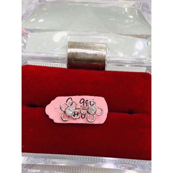 Anting toge bunga emas asli putih 750/17k