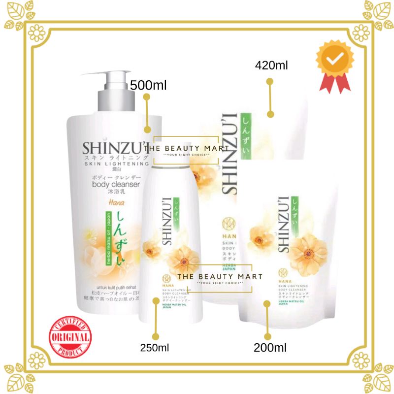 SHINZUI Lightening Body Cleanser | Sabun Cair Shinzu'i | Body Wash 500ml | Shinzui Sabun Cair 500ml | 250ml | Refill 200ml | 420ml