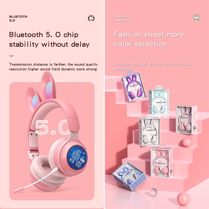 Gaming Bluetooth Headphone TWS Deep Bass Wireless Headphone with Built-in Mic Soft Earmuff RGB LED Lights FM Headset Music Stereo Headphones for PS5/ PS4/ PC