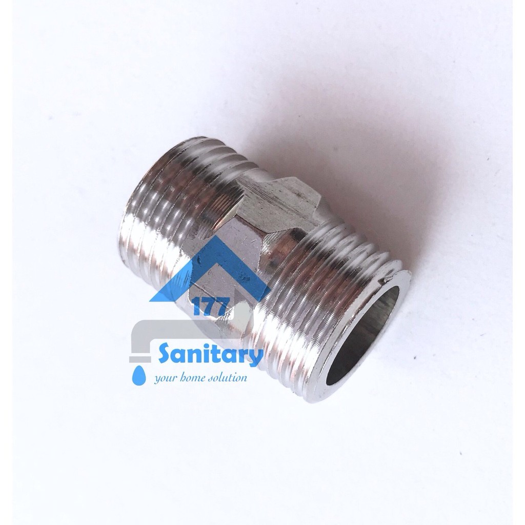 Double nepel 1/2 inch stainless DN12- dobel nepel fitting sambungan pipa keran air dobel naple spare part conector stenlis /X5