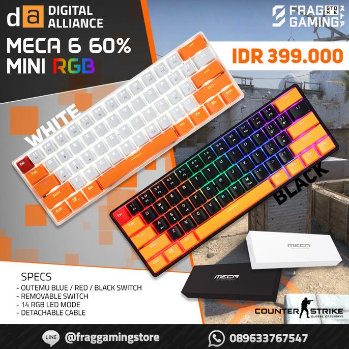 DIGITAL ALLIANCE DA MECA 6 / MECA6 RGB MINI GAMING MECHANICAL KEYBOARD - HITAM, BLUE SWITCH
