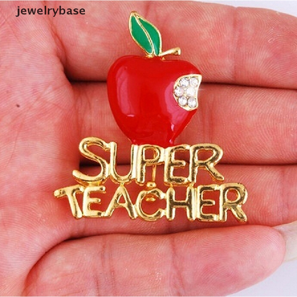 Bros Pin Desain Super Teacher Aksen Kristal Warna Merah Untuk Unisex