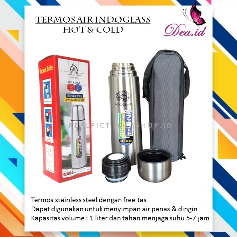 [DEASHOP] TERMOS AIR STAINLESS 1 LITER / 1000 ML PANAS - DINGIN / TERMOS KAPSUL BONUS SARUNG BOTOL