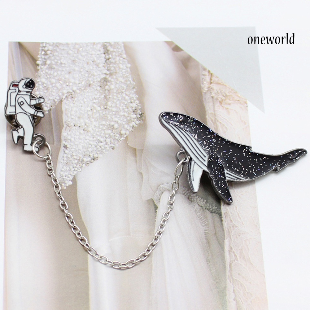 OW@ Unisex Astronaut Whale Enamel Badge Lapel Brooch Pin Clothing Collar Jewelry