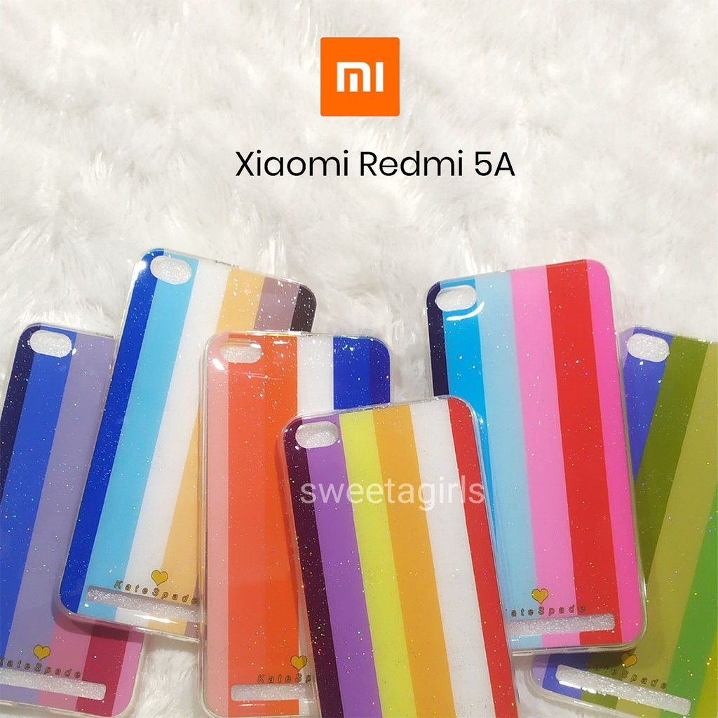 Case Rainbow Glitter untuk Xiaomi Redmi 5A - Sweetacase.id - Casing Pelangi dengan Glitter - Bisa Bayar ditempat / COD / Gratis Ongkir / Softcase / blink blink