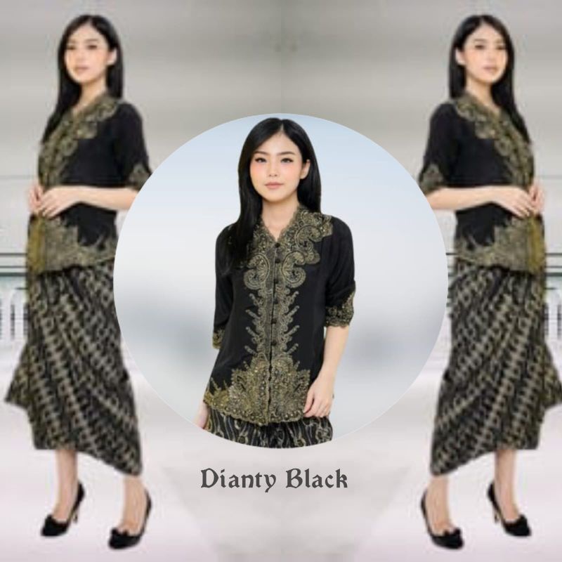 Atasan Kebaya Encim Senada Modern Silky Korea kombinasi Brukat Bordir