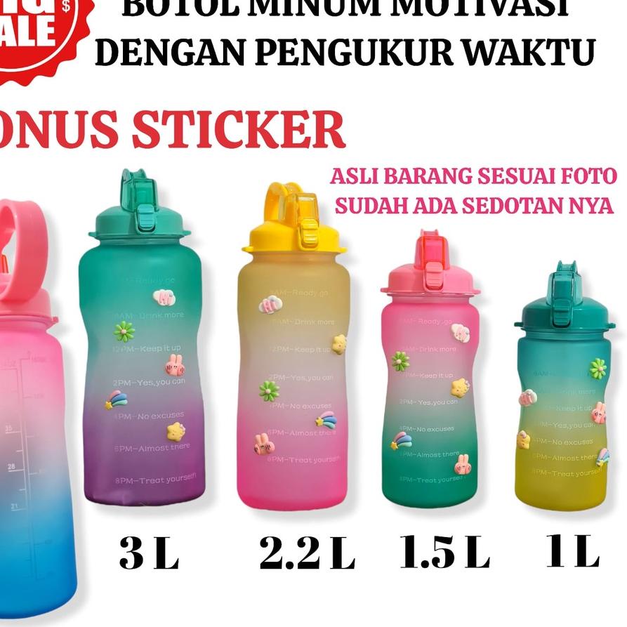 ✭ BOTOL MINUM VIRAL 2.2 LITER MOTIVASI PENANDA WAKTU SEDOTAN 2.2 LITER TUMBLE TUMBLR ◙