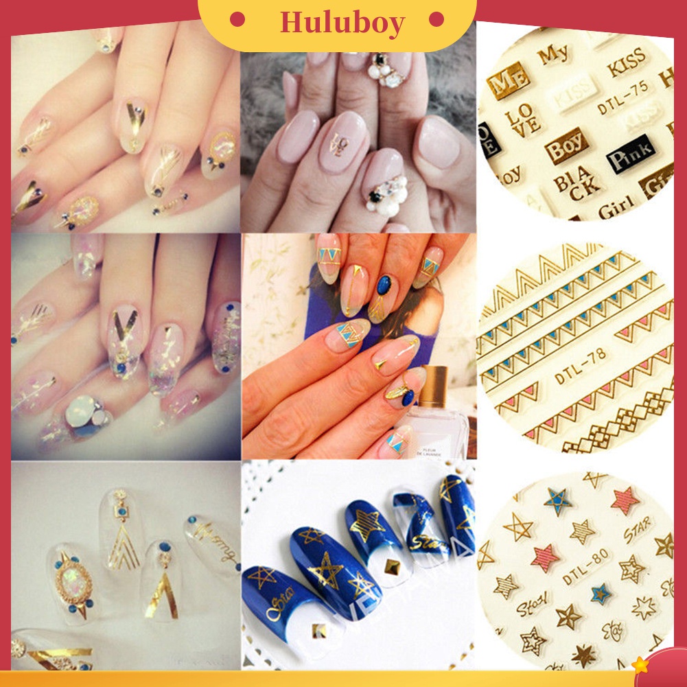 Huluboy Huluboy♡ Stiker Kuku Motif Tulisan Untuk Dekorasi Manicure DIY